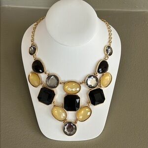 Gold and Black Statement Necklace with Asymmetrical Design